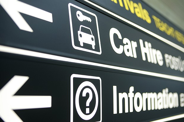 Airport car hire sign