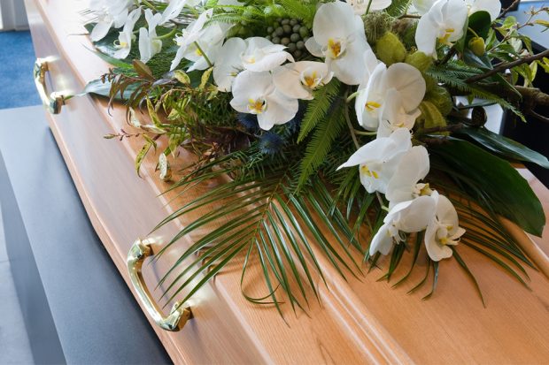 Lilies on a coffin.
